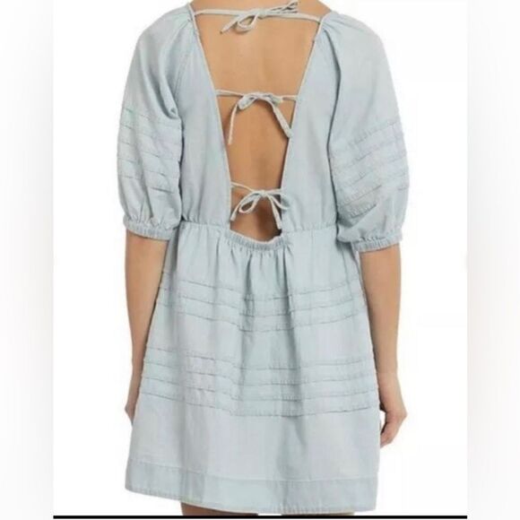 Babydoll Mini-Dress Seven For All Mankind Light Denim XL - Picture 3 of 9